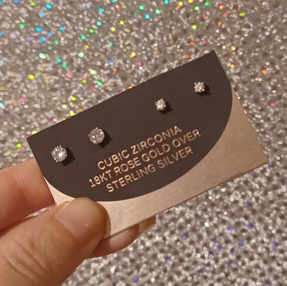 Jewelry - 18KT Rose Gold Over Sterling Silver Studs - NWT Damaged Packaging